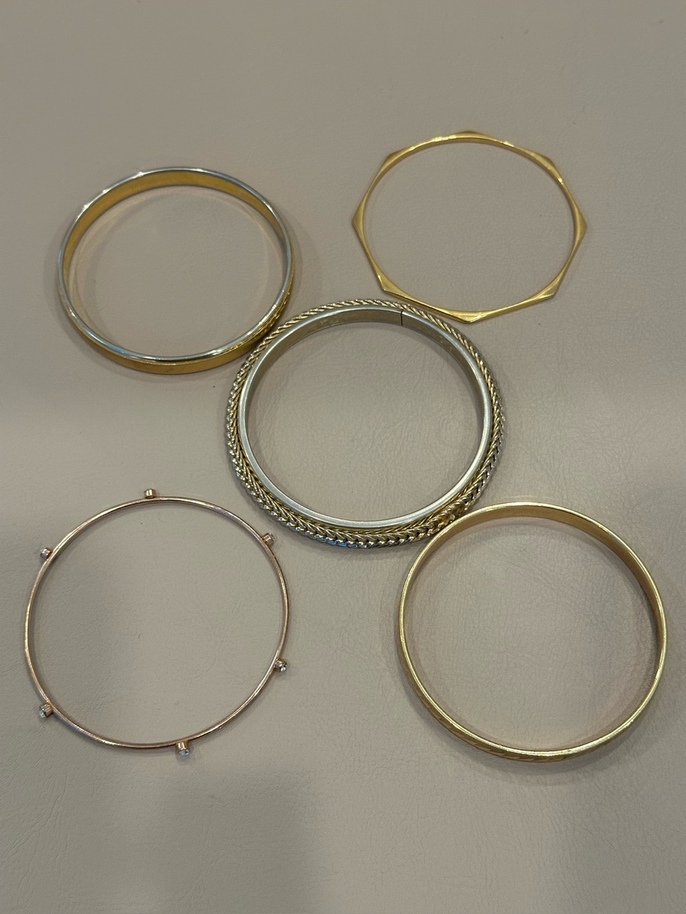 Vintage Monet Bangle Bracelet Set – 5 Piece Gold & Rose Gold Collection